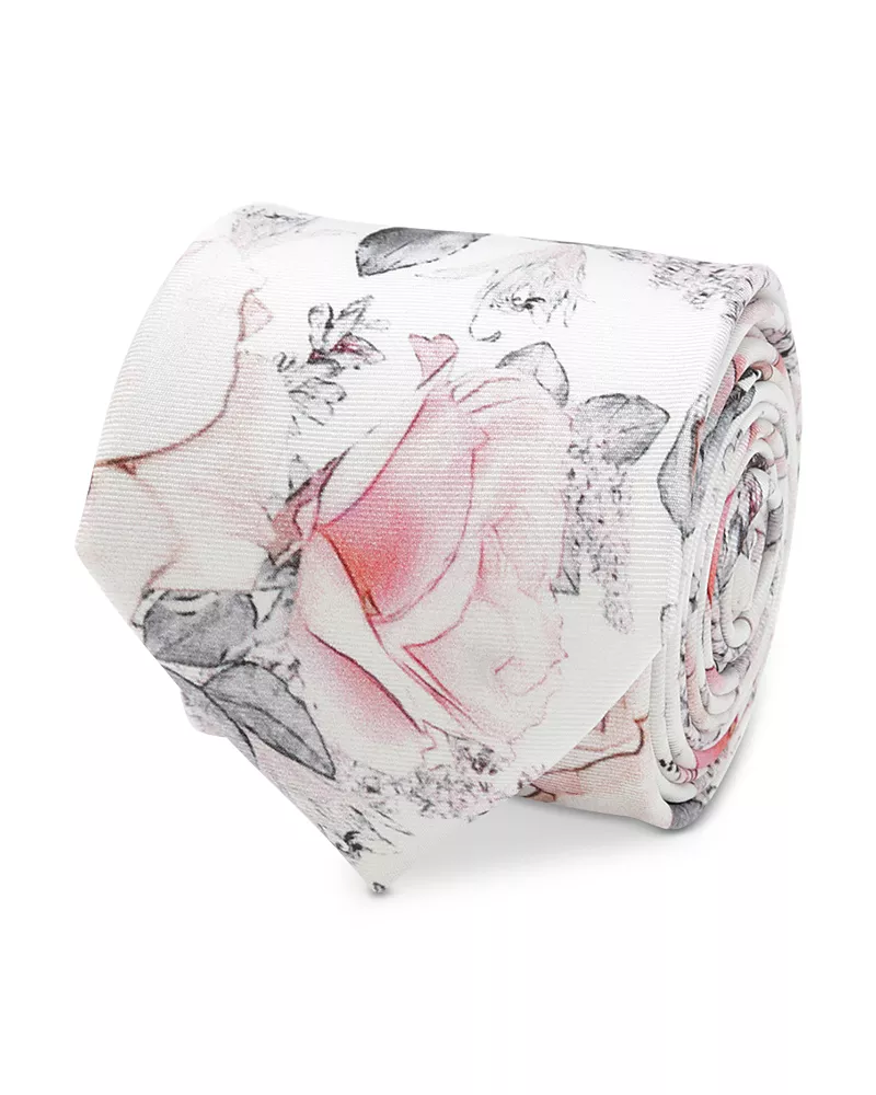 Cufflinks Inc. Painted Floral Gray Silk Tie