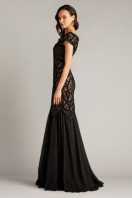 Opalie Off Shoulder Leaf Motif Gown