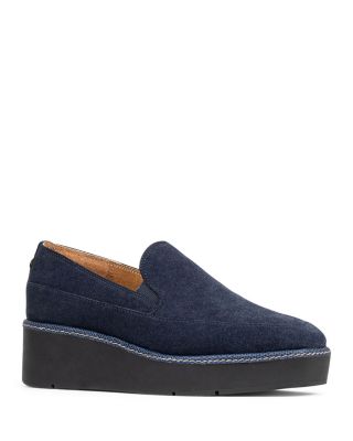 Women's Suede Platform Wedge Loafers