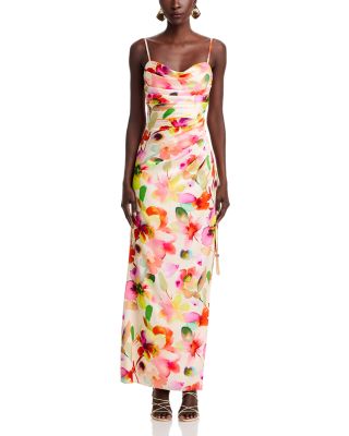Printed Stretch Sateen Gown