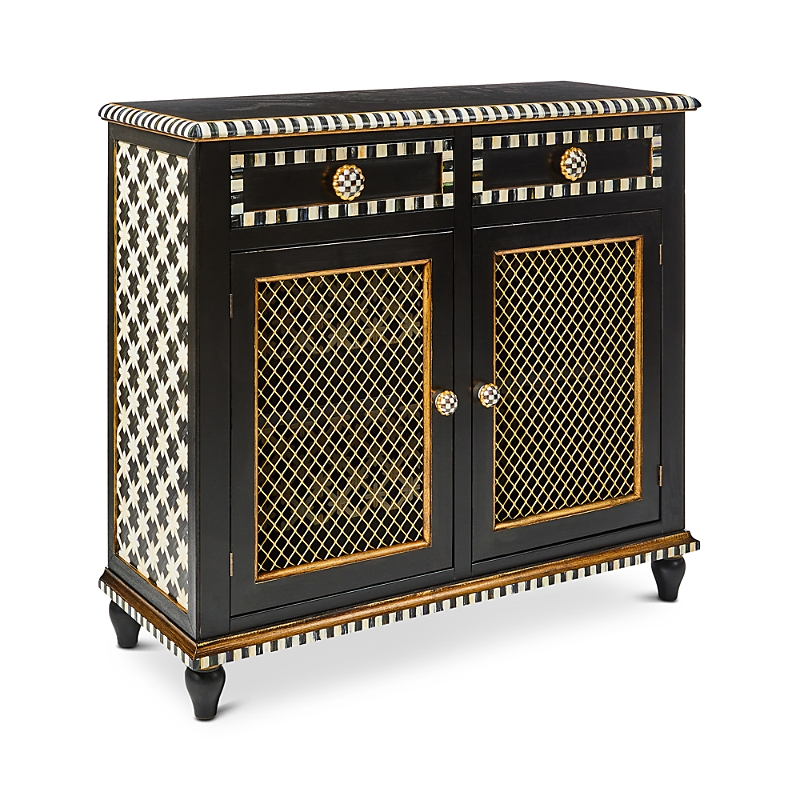 Mackenzie-childs Courtly Criss-cross Small Cabinet In Multi
