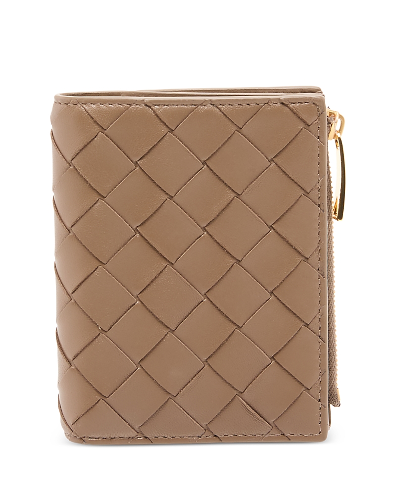 Bottega Veneta Intrecciato Small Bi Fold Wallet In Pinecone/gold