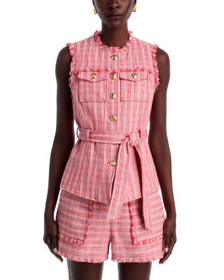 pois Tweed vest【Pink】　ポア Cinq à Sept Matilda Tweed Reenee Belted Vest | Bloomingdale's