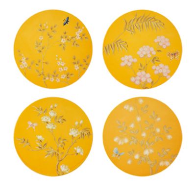 Chinoiserie Lacquered Coasters, Set of 4