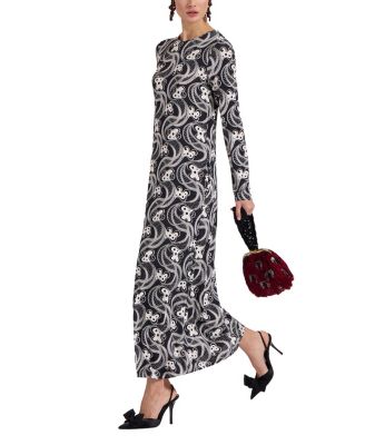 Long Sleeve Swing Dress in Aperol Black/White