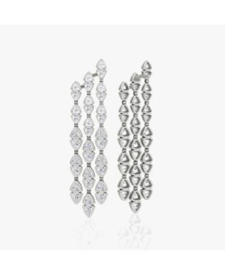  Trillion Cascade Earrings in 14K White Gold, 9.64ctw Trillion Lab Grown Diamonds