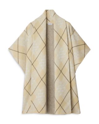 Check Wool Mohair Blend Cape