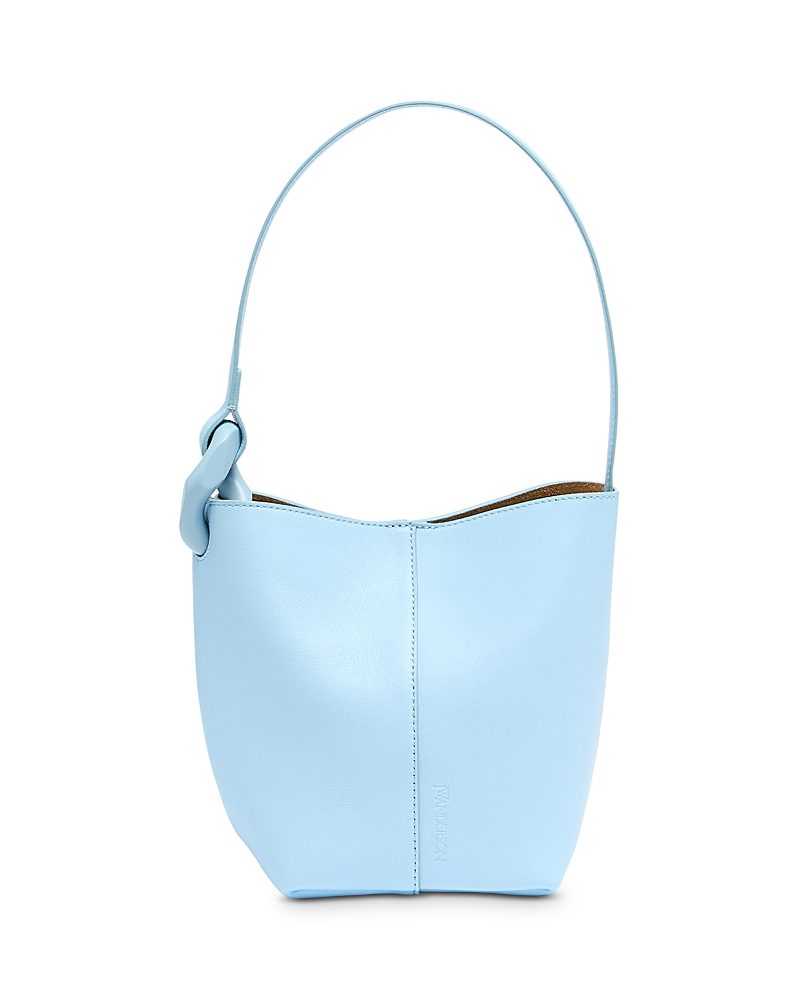 Jw Anderson Corner Small Leather Bucket Bag In Blue