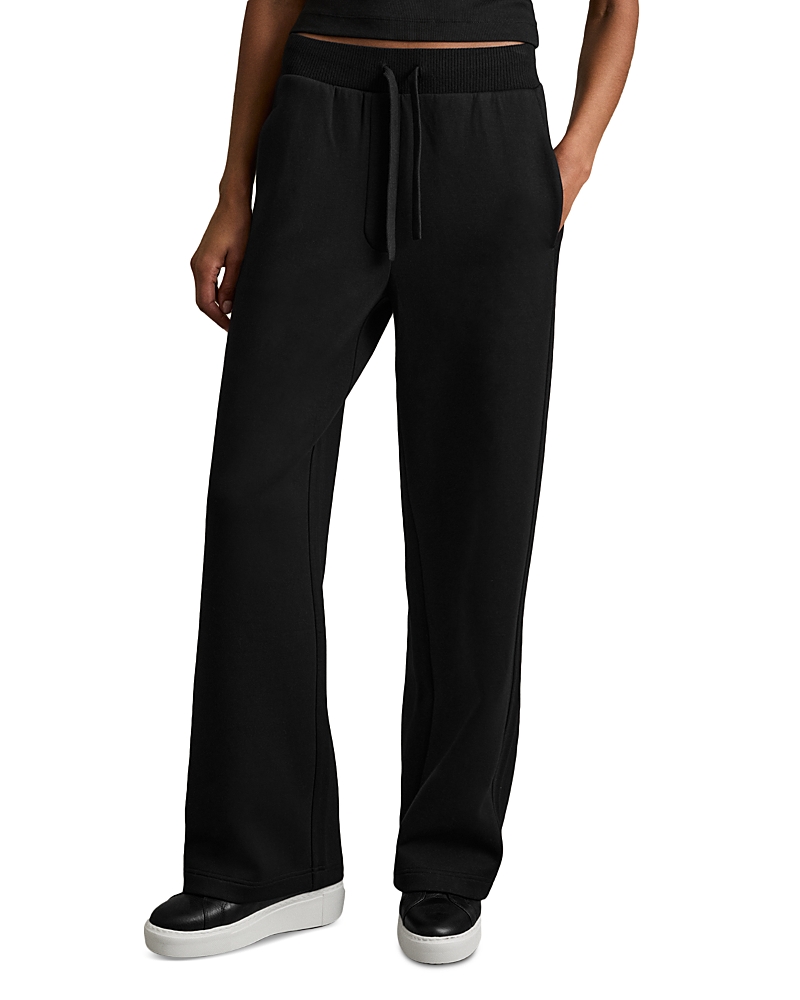 Reiss Black Wide-leg Jersey Drawstring Joggers In Black