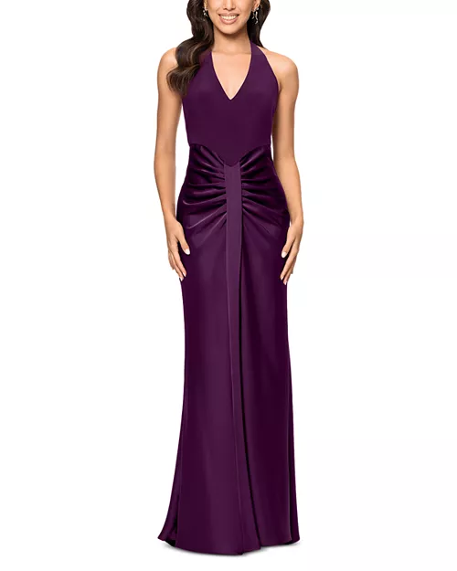 halter mixed media gown - exclusive