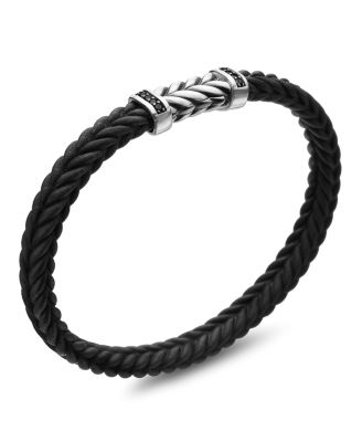 Men's Chevron Black Rubber Bracelet with Pav&eacute; Black Diamonds