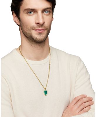 Shield Amulet in 18K Yellow Gold with Malachite and Pav&eacute; Emeralds