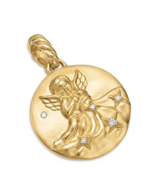 18K Yellow Gold Diamond Aquarius Amulet Pendant