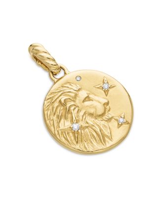 18K Yellow Gold Diamond Leo Amulet Pendant