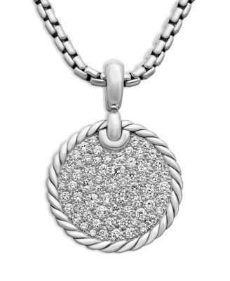 Sterling Silver Elements&reg; Diamond Pav&eacute; Disc Pendant