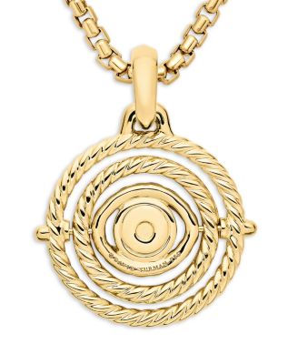 18K Yellow Gold Evil Eye Mobile Amulet with Emeralds & Diamonds