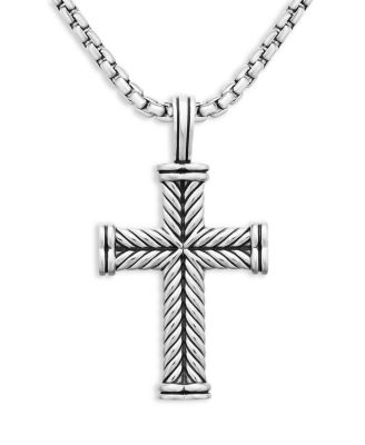 David Yurman - Men's Chevron Cross Pendant in Sterling Silver, 33.5mm