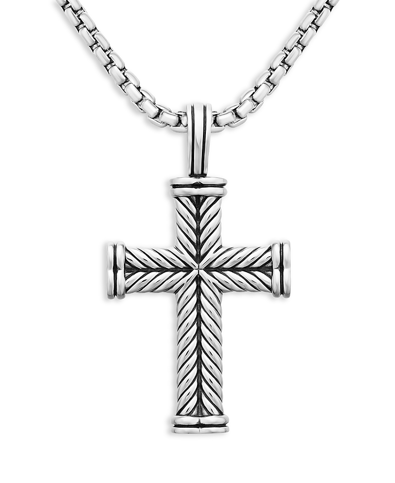David Yurman Men's Chevron Cross Pendant in Sterling Silver, 33.5mm