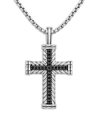 David Yurman - Men's Chevron Cross with Black Diamonds