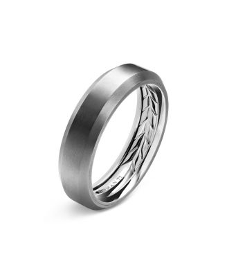 Men's Gray Titanium Wedding Beveled Band