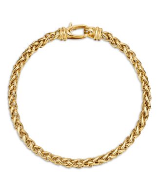 Men's Wheat Chain Bracelet in 18K Yellow Gold, 4mm