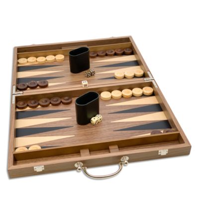Inlaid Wood Backgammon Set with Handle