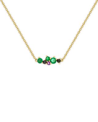 Sydney Evan - 14K Yellow Gold Gemstone & Black Diamond Wicked Elphaba Cocktail Bar Necklace, 18"