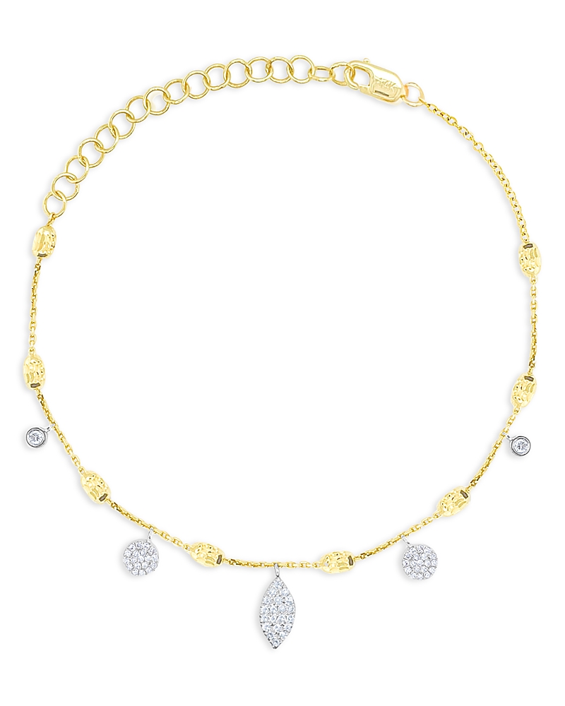 Meira T Two Tone Gold Pave Diamond Charm Bracelet, 0.16 Ct. T. W. In White/gold