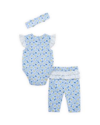 Girls' Daisy Eyelet Bodysuit, Leggings, & Headband Set - Baby 