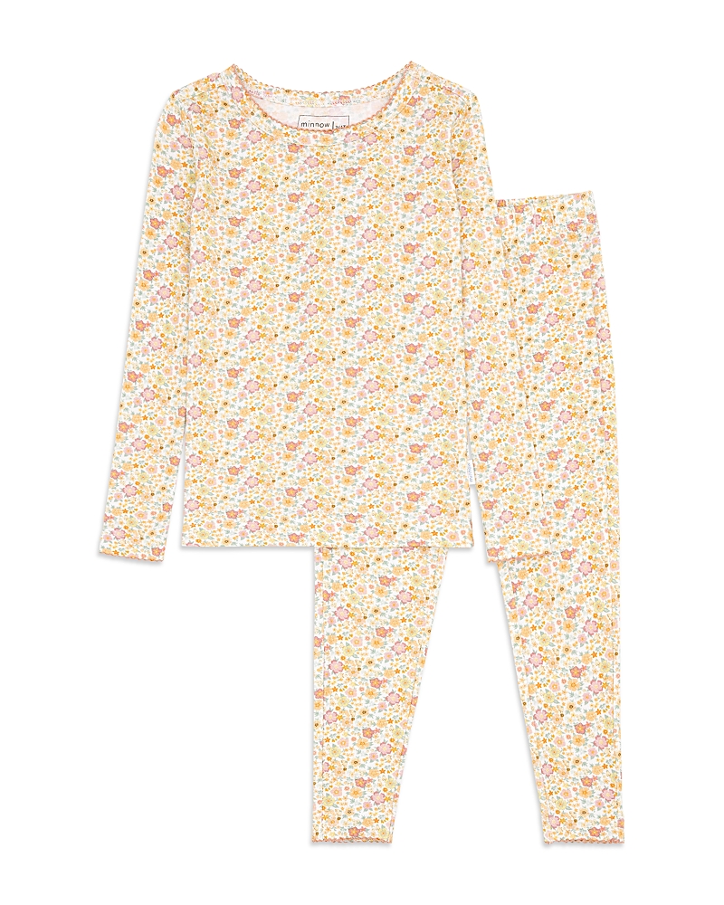 Shop Minnow Girls' Marigold Pima Pajama Set - Little Kid, Big Kid In Marigold Floral
