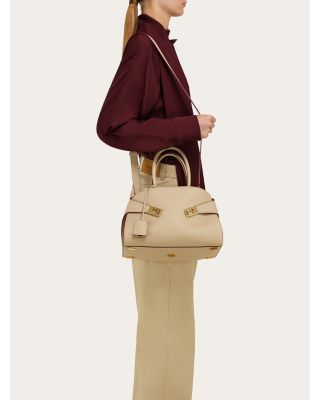 Small Hug Leather Top Handle Bag