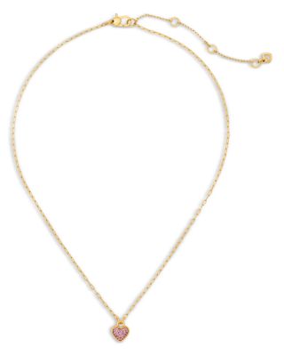 kate spade new york Heart You Gold Tone Cubic Zirconia Pave Heart Pendant Necklace, 16-19