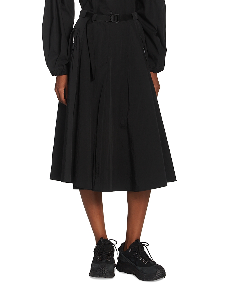 Moncler Logo-patch Belted-waist Skirt In Black
