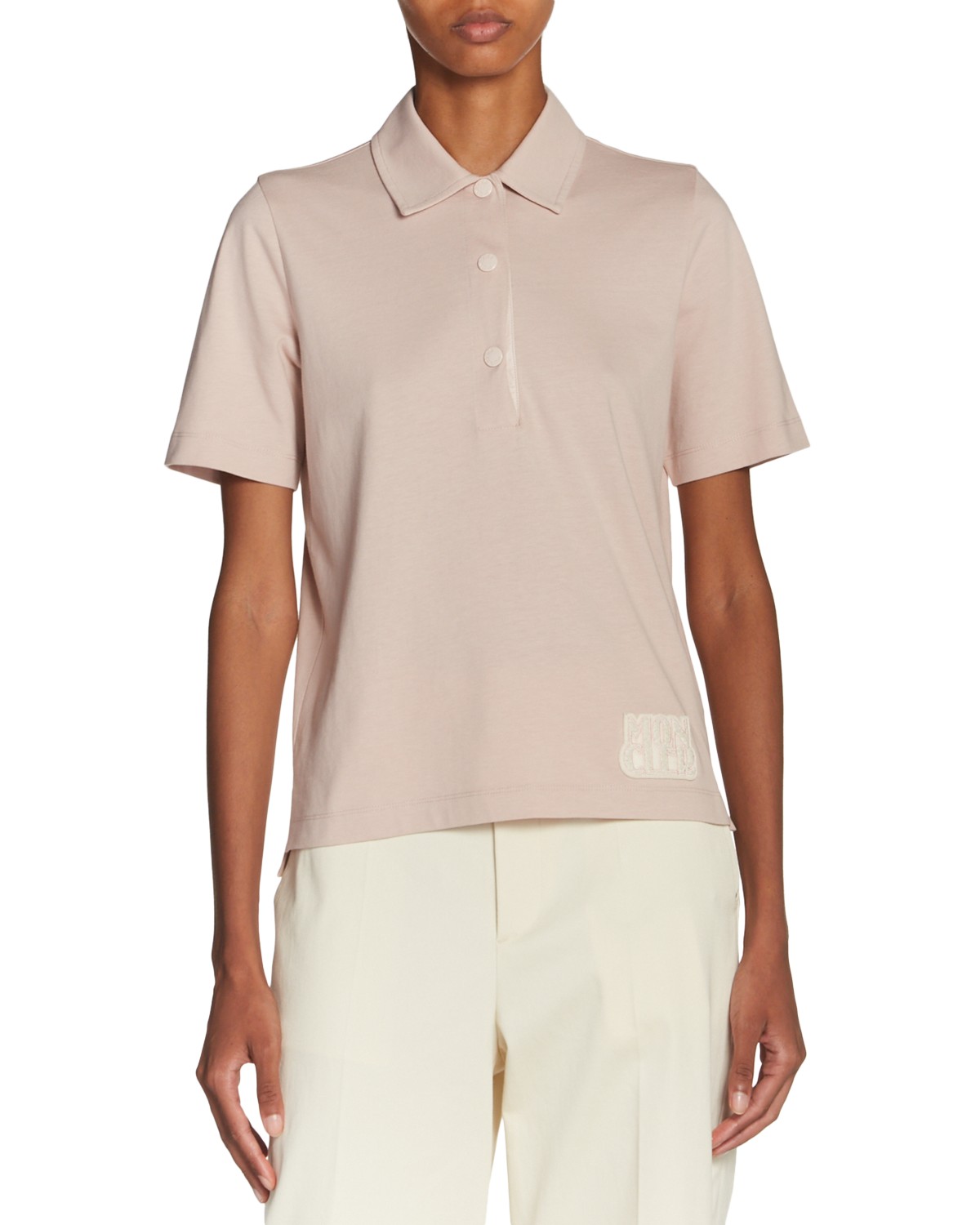 Moncler Logo Polo Tee in Light Pink