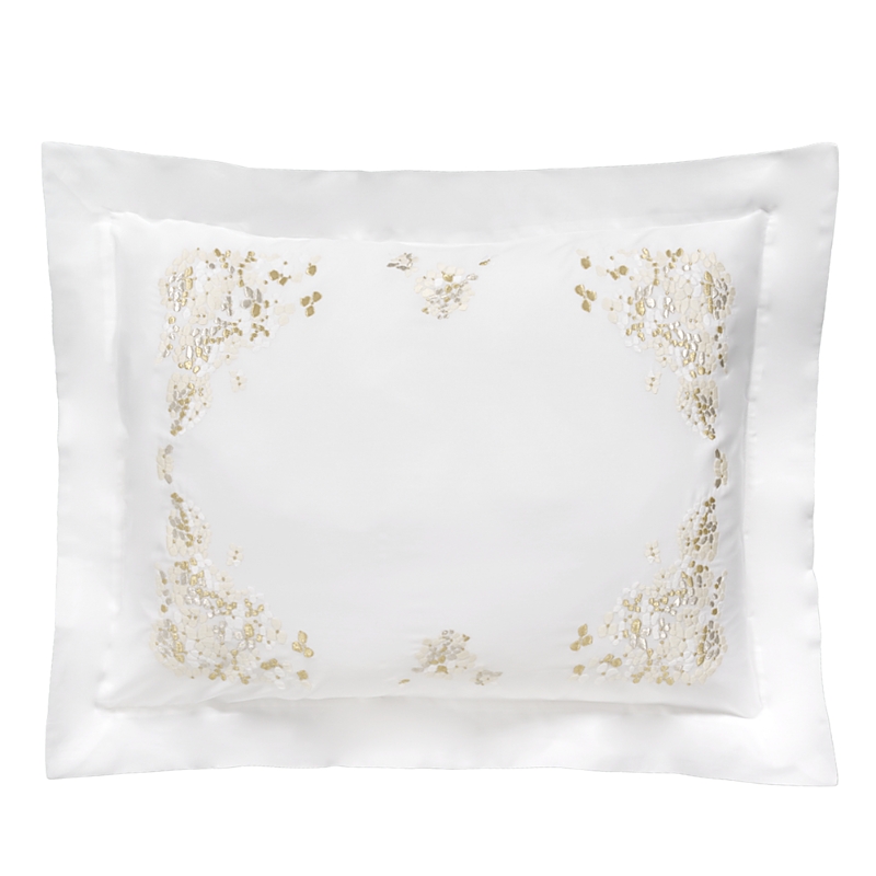 Dea Luxury Linens Dea Palm Beach Ibla Embroidered Sateen Standard Sham In Natural/ivory