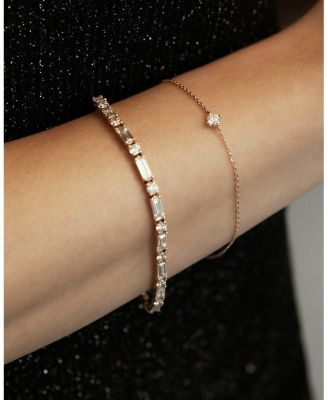  Mixed Shape Tennis Bracelet in 14K White Gold, 6.6ctw Emerald & Brilliant Round VRAI Created Lab Grown Diamonds