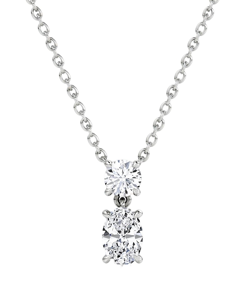 Vrai Signature Duo Drop Necklace In 14k White Gold, .75ctw Round Brilliant & Oval Lab Grown Diamonds In K White Gold