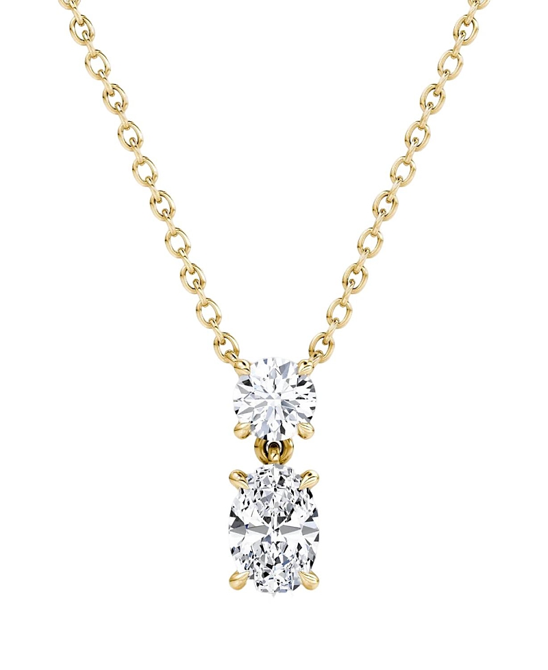 Vrai Signature Duo Drop Necklace In 14k White Gold, .75ctw Round Brilliant & Oval Lab Grown Diamonds In K Yellow Gold