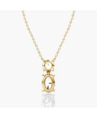  Signature Duo Drop Necklace in 14K White Gold, 3.0ctw Round Brilliant & Oval Lab Grown Diamonds