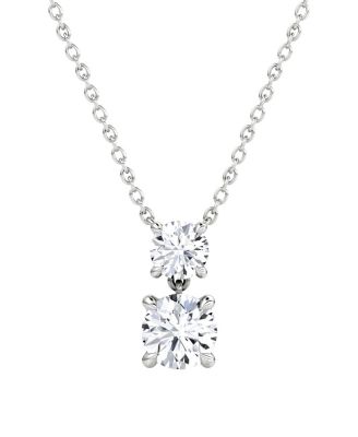  Signature Duo Drop Necklace in 14K White Gold, 1.5ctw Round Brilliant Lab Grown Diamonds