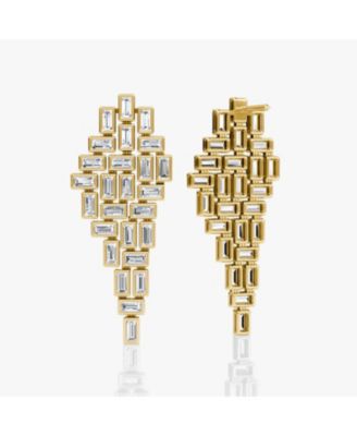  Baguette Cascade Earrings in 14K White Gold, 12.5ctw Baguette Lab Grown Diamonds