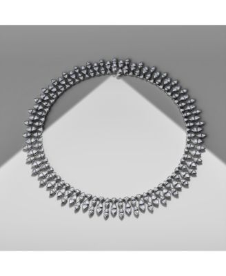  Trillion Cascade Necklace in 14K White Gold, 33ctw Trillion Lab Grown Diamonds