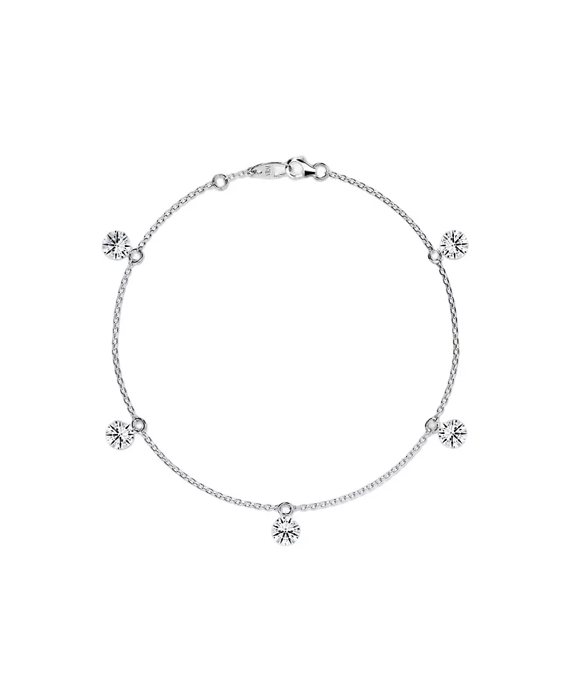 Vrai Floating Station Bracelet in 14K White Gold, 2.5ctw Brilliant Round Lab Grown Diamonds