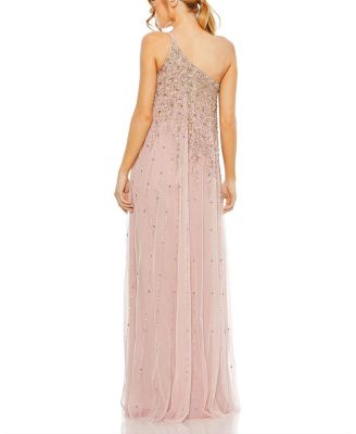 One Shoulder Embellished Trapeze A Line Gown