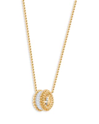 Diamond Baguette Beaded Pendant Necklace in 18K Yellow Gold, 0.35 tcw, 16"-20"