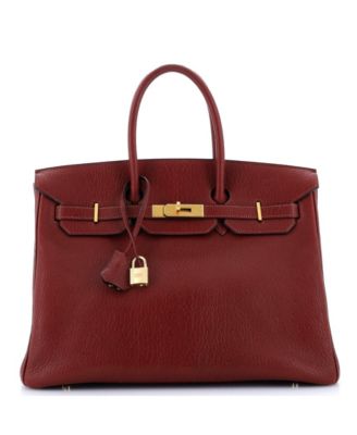 Pre-Owned HERMÈS - Birkin 35 Handbag Red Chevre de Coromandel with Brushed Gold Hardware