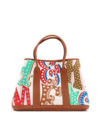Pre-Owned HERMÈS - 36 Electrique Garden Party Tote Printed Toile and Leather