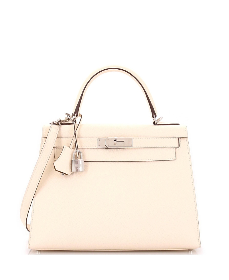 Pre-Owned Hermes Kelly 28 Handbag Verso Epsom with Palladium Hardware