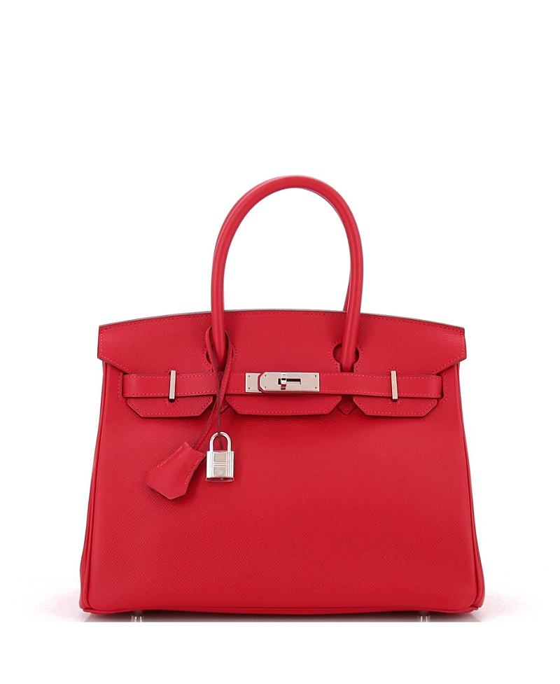 Pre-Owned Hermes Birkin 30 Handbag Red Epsom with Palladium Hardware