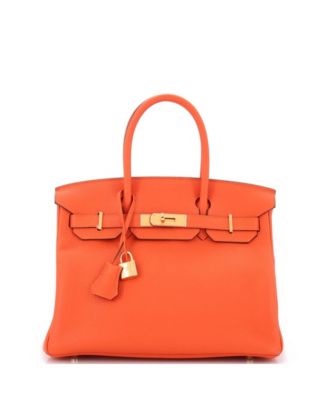 Pre-Owned Hermes Birkin 30 Handbag Orange Togo with Gold Hardware
